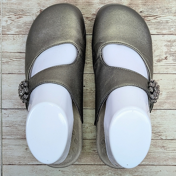 Vionic Joan Slide Slip On Mules Pewter Orthotic Insole Velcro Strap Size 7 - Picture 5 of 16